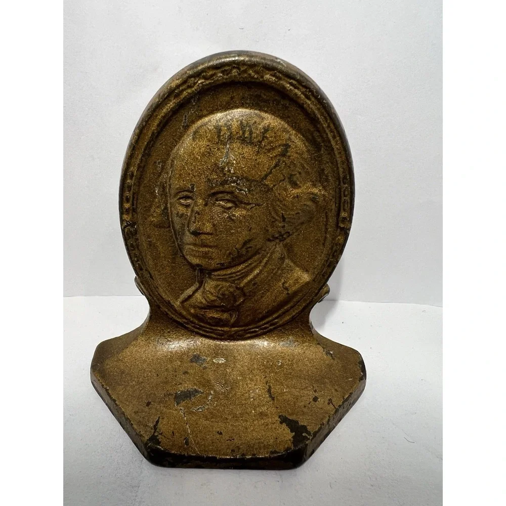 Cast Iron Bookend President George Washington Portrait COPR 1928